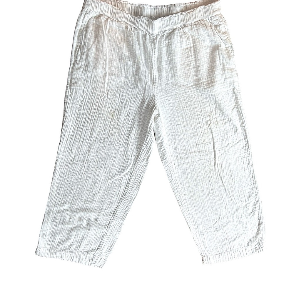 Old Navy High-Rise Crinkle Gauze Wide-Leg White Pants Sz XLT Comfort Waist - Picture 2 of 6